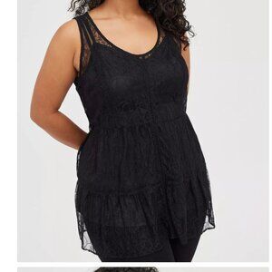 GUC Torrid Babydoll Lace Tiered Tunic Tank